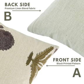 Hand Block Crafted Block Print Linen Blend Pillow Cover - Badshah