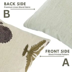 Hand Block Crafted Block Print Linen Blend Pillow Cover - Badshah