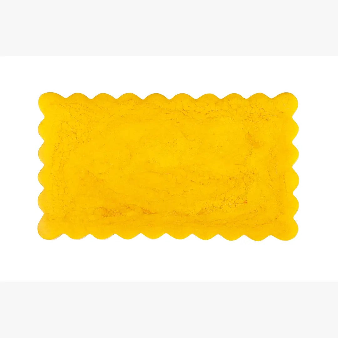 Scallop Rectangular Resin Cheese Board – Mustard , 14 Inches