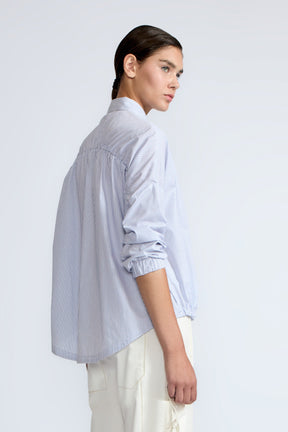Hebe Asymmetrical Blouse | Light Blue Stripes
