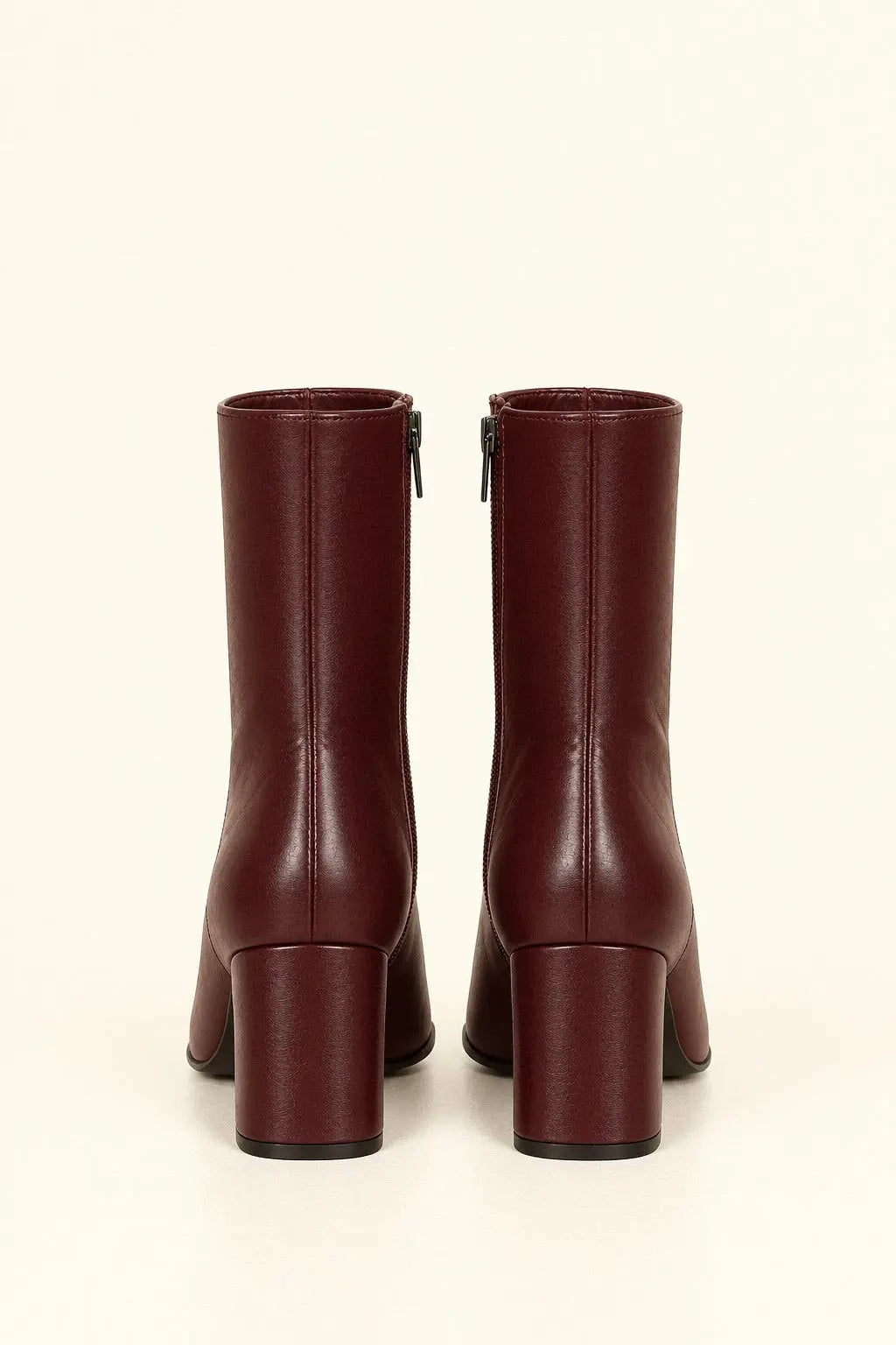 Burgundy Leather Ankle Boots with Pointed Toe