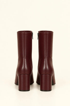 Burgundy Leather Ankle Boots with Pointed Toe