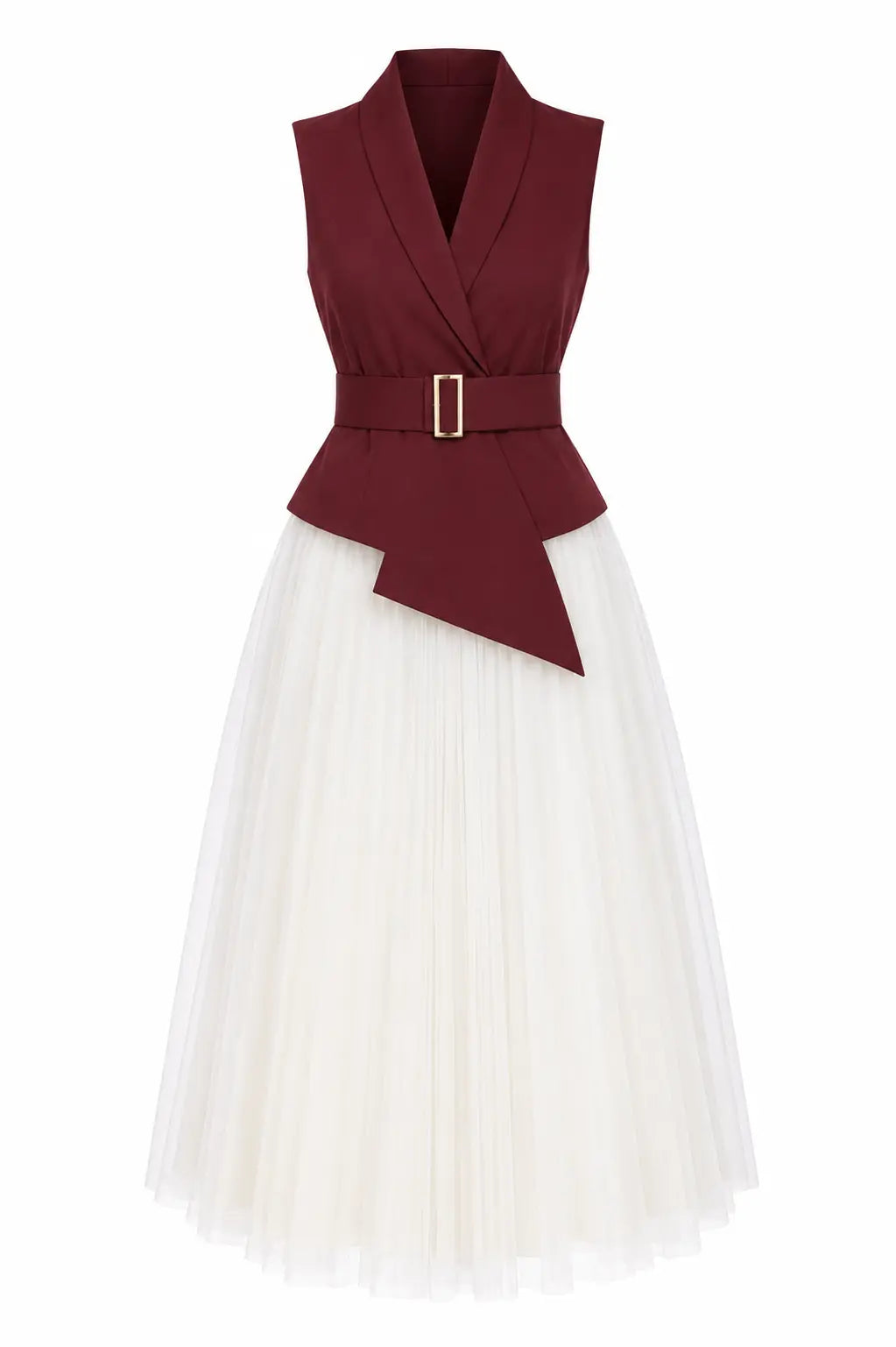 Ivory Skirt & Wine Waist Coat – Classic Contrast