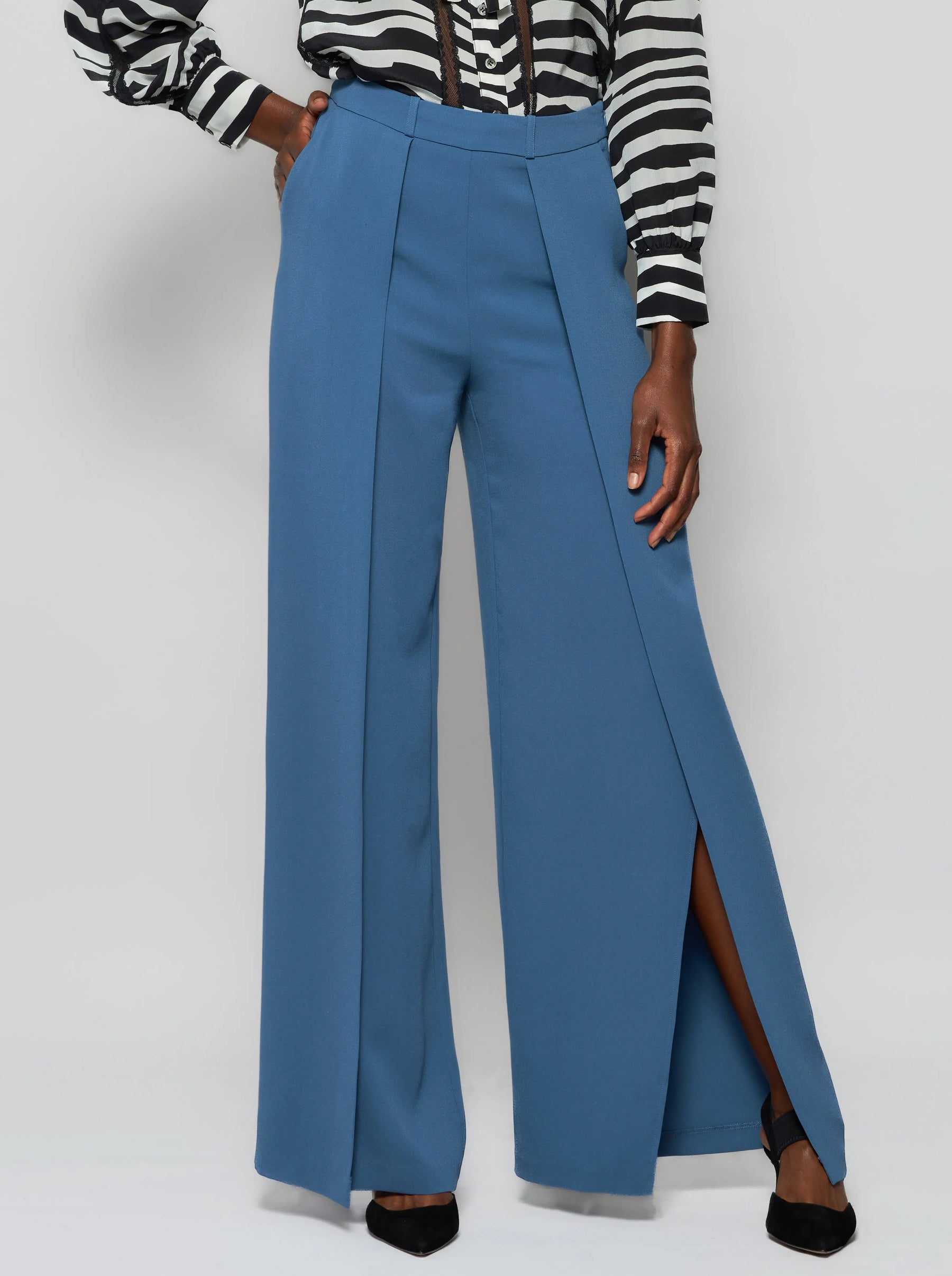 Dina Wide-Leg Crepe Pant