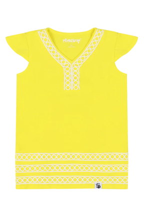 Mixed Up Clothing Girls Burda Tunic & Short Set - Blazing Yellow/Animal Arabesque