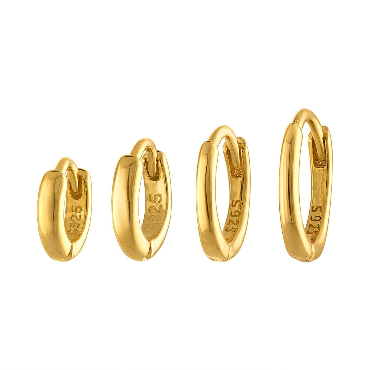 4 Gold Huggie Earring Set