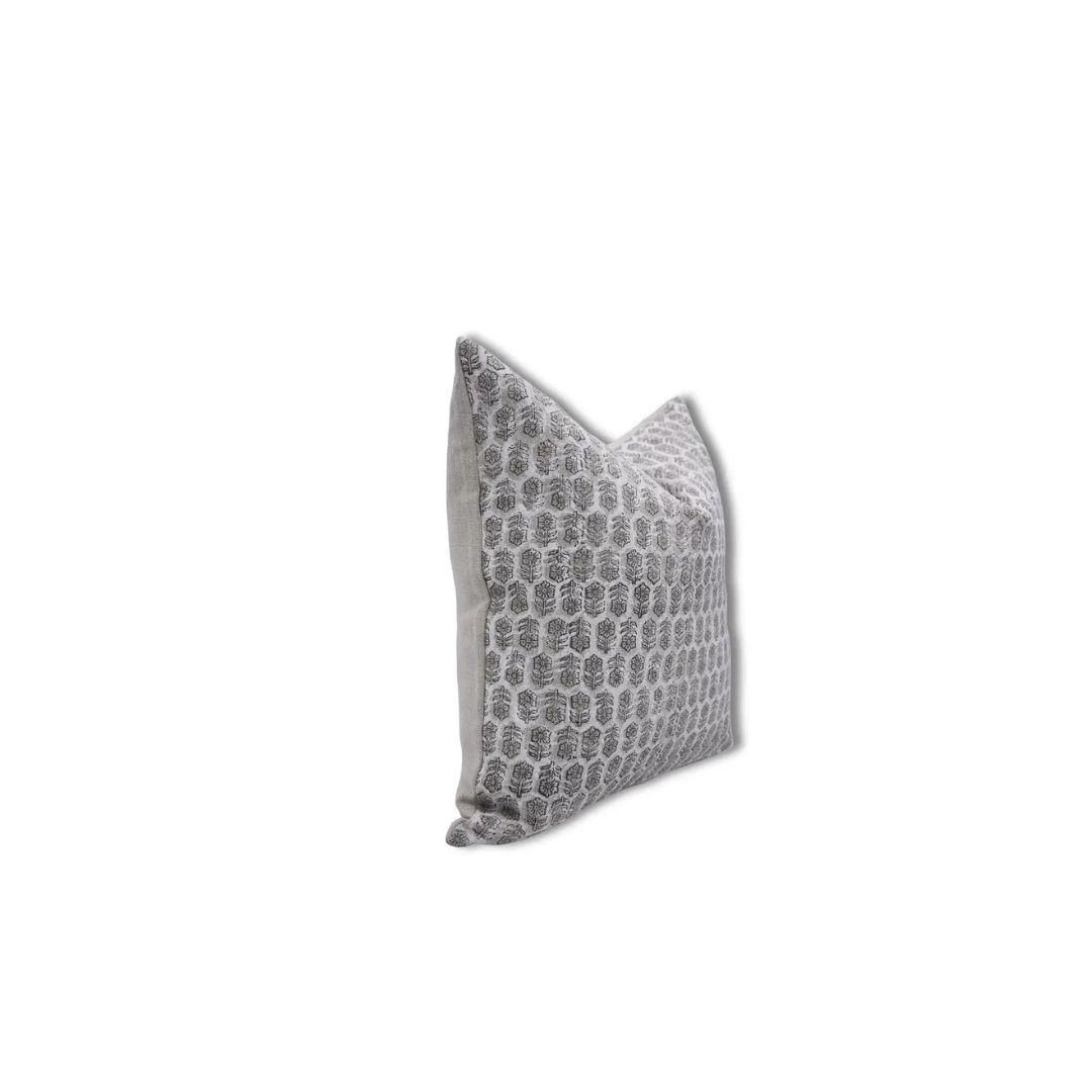 Block Print Thick Linen Boho Décor Cushion Cover- Tulsi Buti