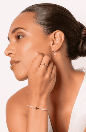 Luminous Pavé Cross Huggie Hoop Earrings