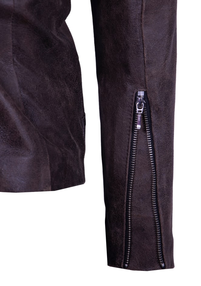 Classic Leather Jacket with Gusseted Shoulders