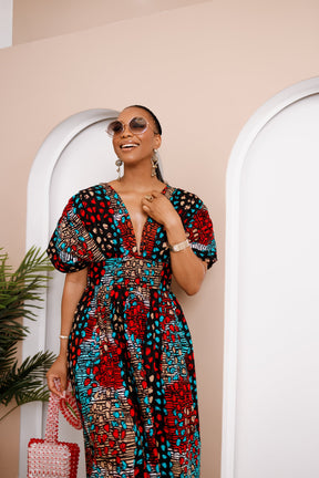 Obidia Ankara Maxi Dress – Bold Elegance in Vibrant Print