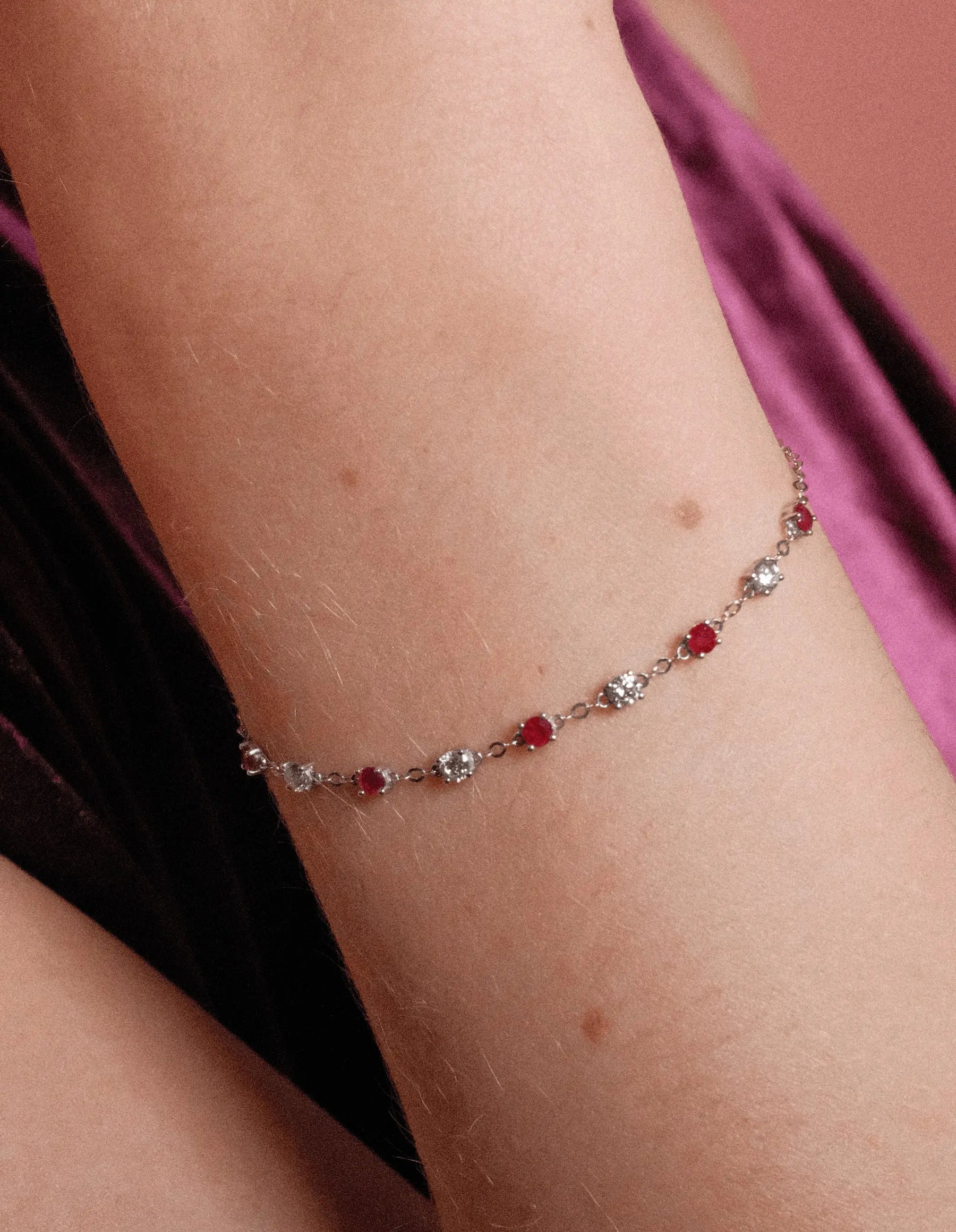 Nine Station Round Ruby & Diamond Bracelet