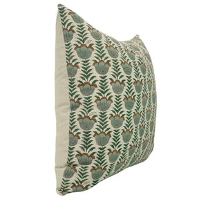 Decorative Block Print Linen Blend Pillow Cover - Lotus