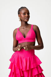 Linen AZURE Bra Top in Pink