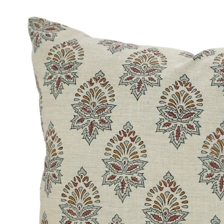 Handcraft Block Print Linen Blend Cushion Cover - Samrat