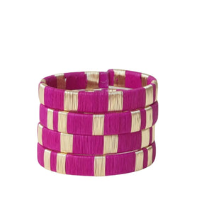 Fuschia Pink -14K Gold Bangle Set (3)