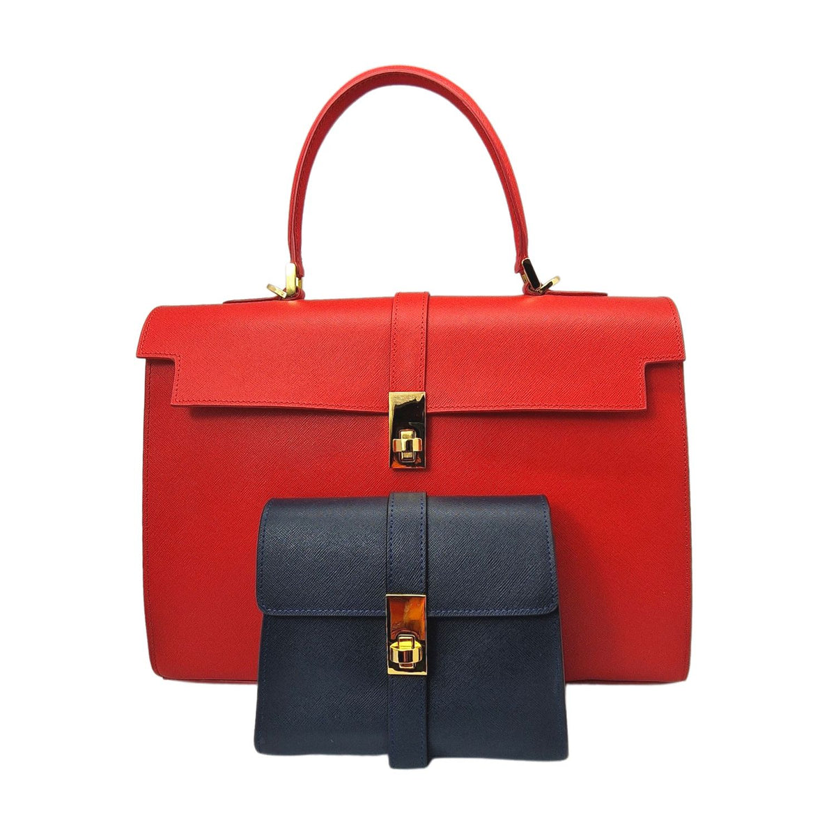 Ethereal Double Dose Bag In Saffiano Calf Leather - Black & Brown
