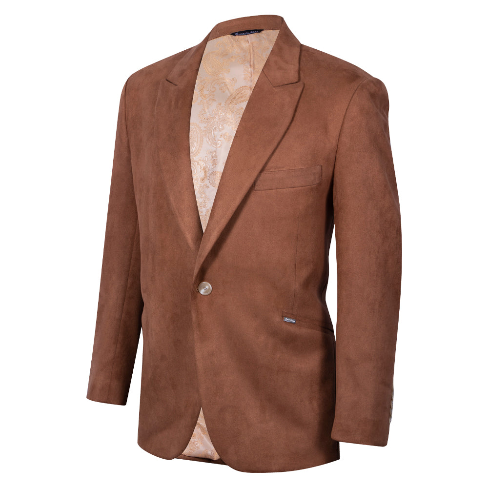 Classic Blazer in Camel Suede-Effect Fabric