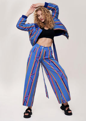 Keys,  Denim-style Wide-leg Trousers