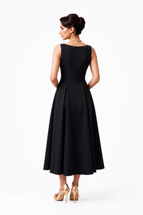 Pearl Blossom Embellished Dress – Black