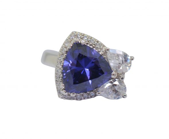 Tanzanite Blue Trillion Cut Ring