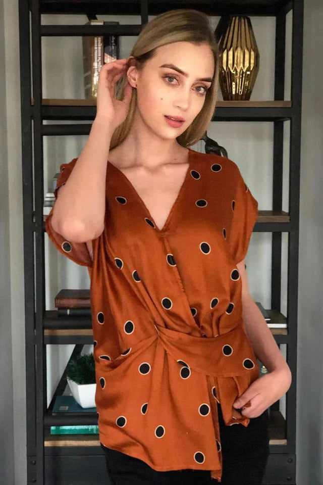 Tango Dot Wrap Blouse