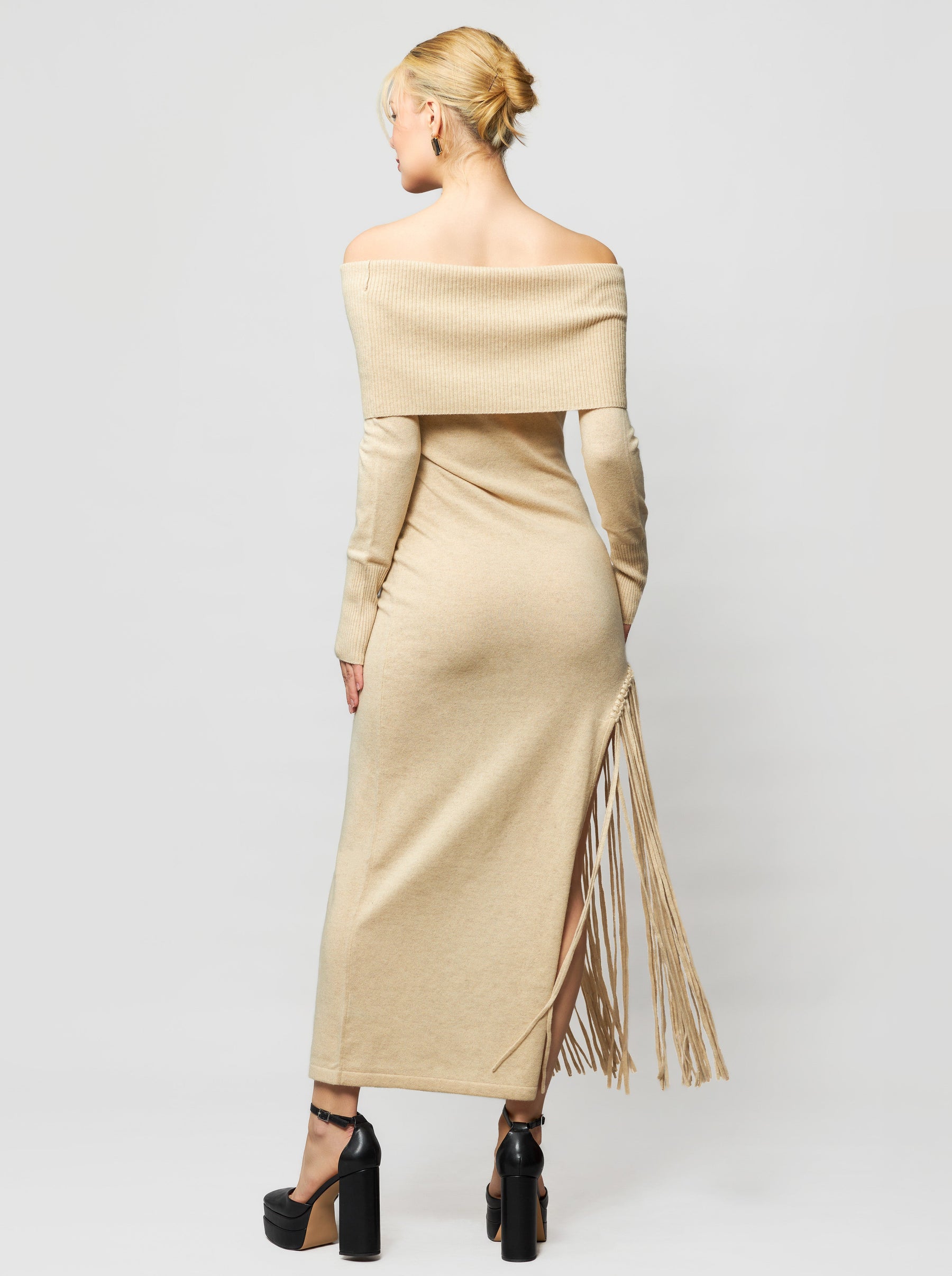 Peris Off-Shoulder Cashmere Maxi Dress