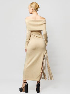 Peris Off-Shoulder Cashmere Maxi Dress