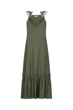 Blake Ruffle Detail Maxi Dress | Olive