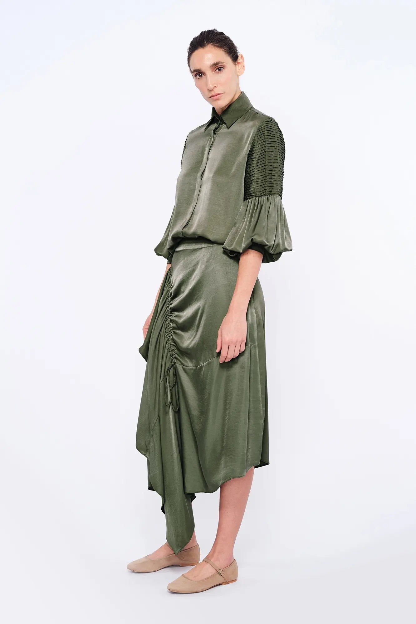 Olenka Ruched Midi Skirt