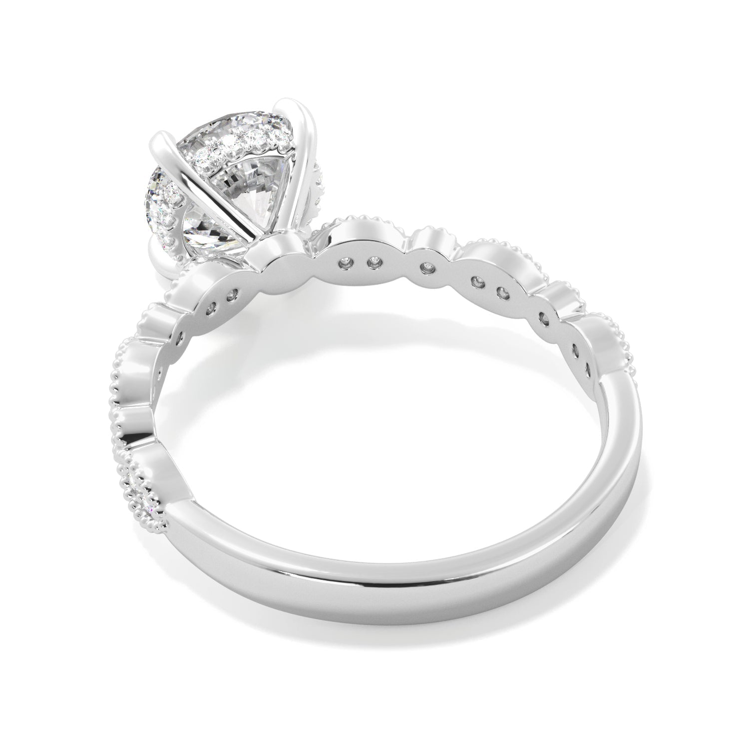 Natural Diamond Hidden Halo Platinum Engagement Ring
