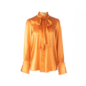 Phaius Bow Tie Silk Charmeuse Blouse
