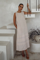 Beloved Cara Slip on Cotton Maxi Dress - Cream