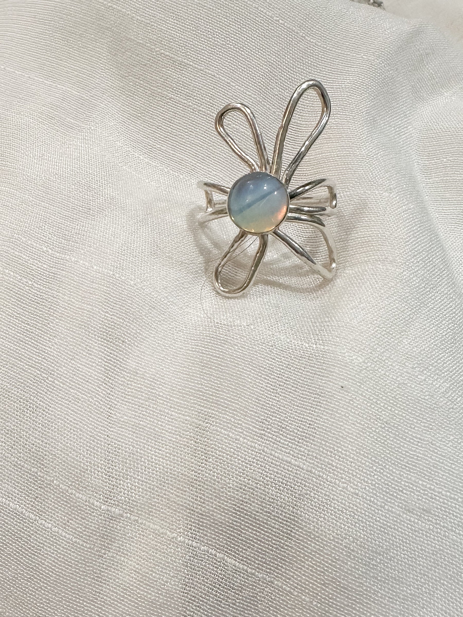 Sterling Opalite Daisy Ring
