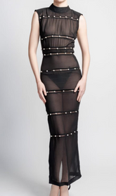 Ife Sleeveless Sheer Black Dress