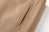 Croc-Embossed Genuine Sheep Leather Mini Skirt