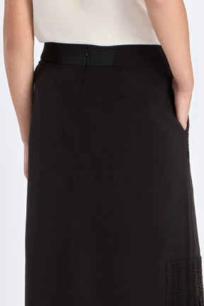 Indigo Linen Blend Skirt | Black