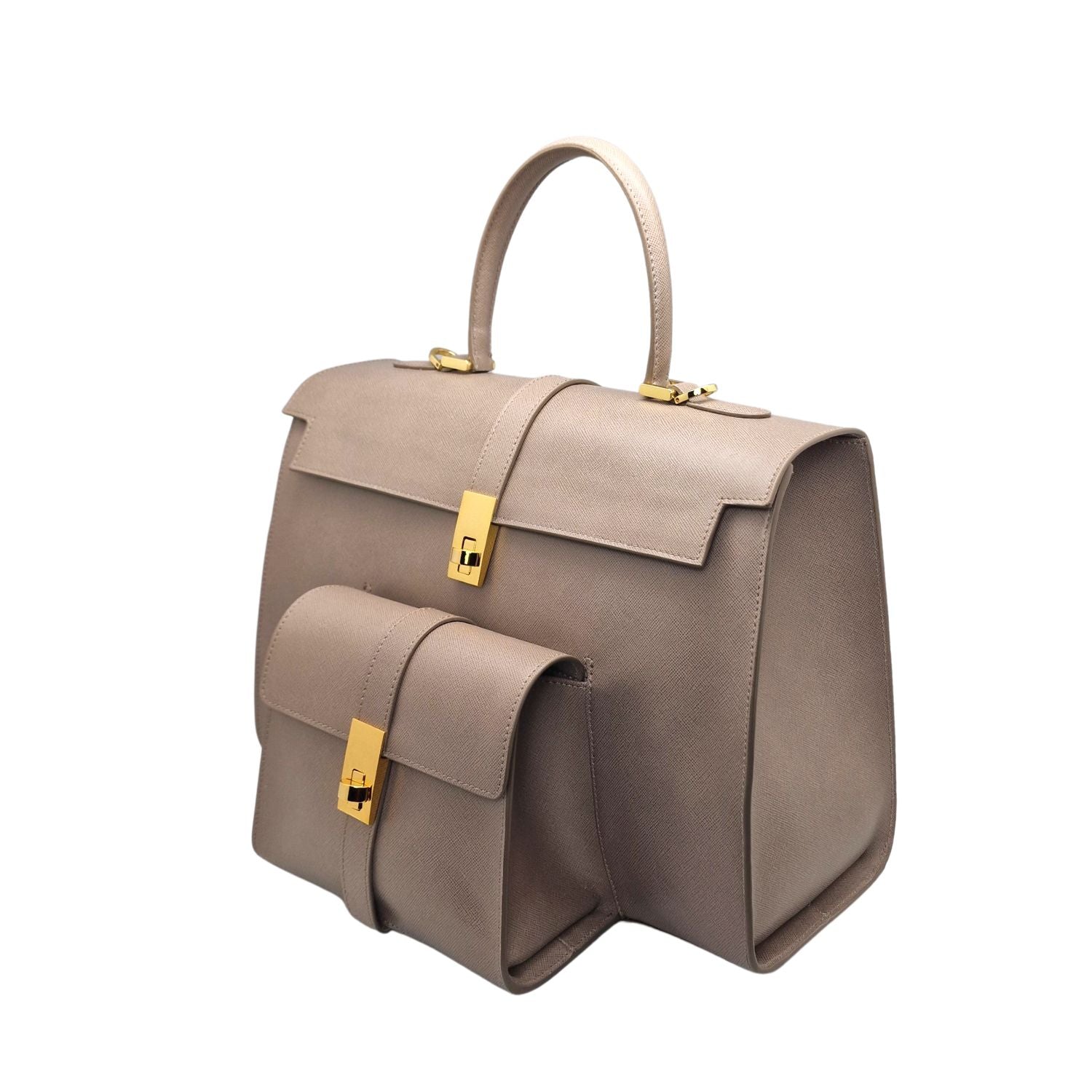 Ethereal Double Dose Bag In Saffiano Calf Leather - Tortora Grey