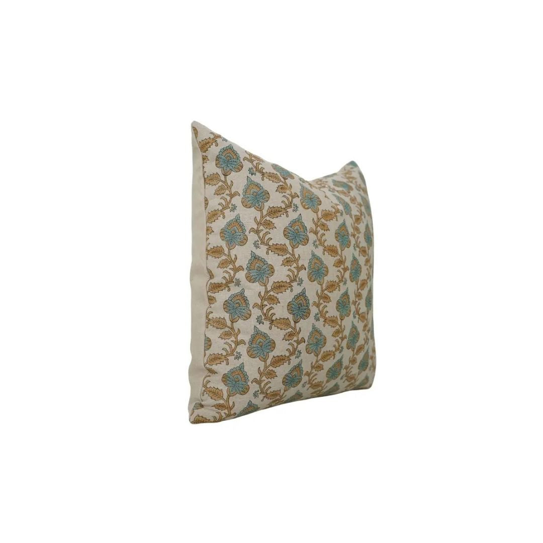 Farmhouse Style Hand Block Print Boho Pure Linen Pillow Cover- Madhubala