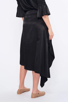 Olenka Asymmetric Ruched Skirt | Black