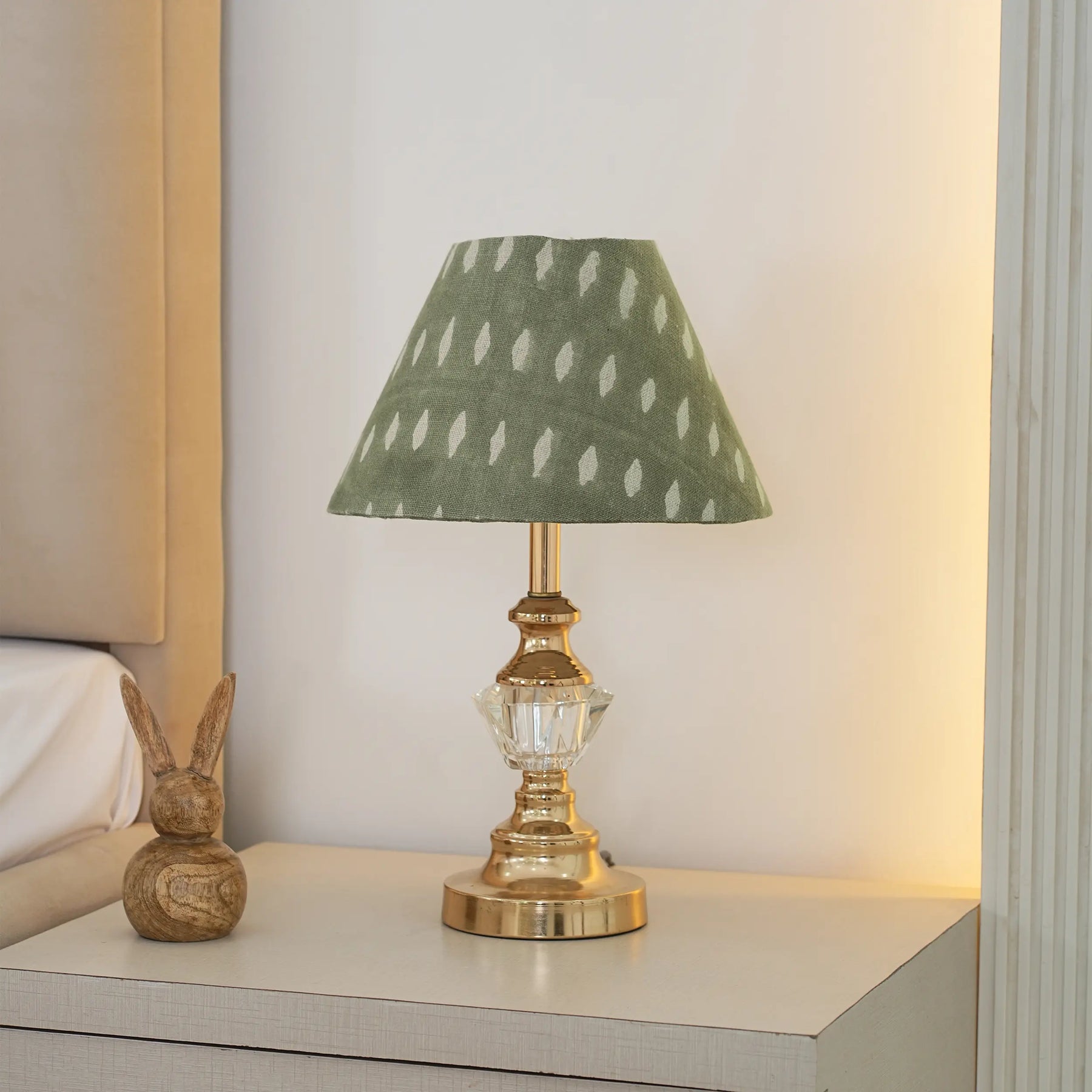 Hand Block Printed Thick Linen Cone Lampshade - Omji