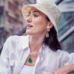 Ancestral Green/Gold Drop Statement Earrings