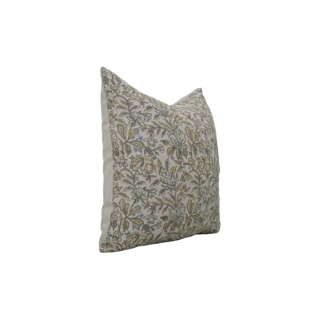 Traditional Indian Block Printed Pure Linen Pillow Cover- Kudrat