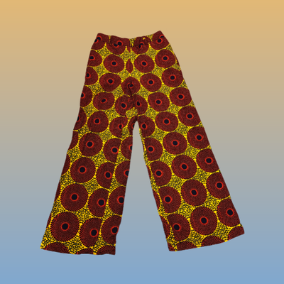 Dark Red and Yellow Waves Wide Leg Pants
