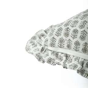 Handmade Thick Linen Block Print Throw Pillow Cover -Tulsi Buti