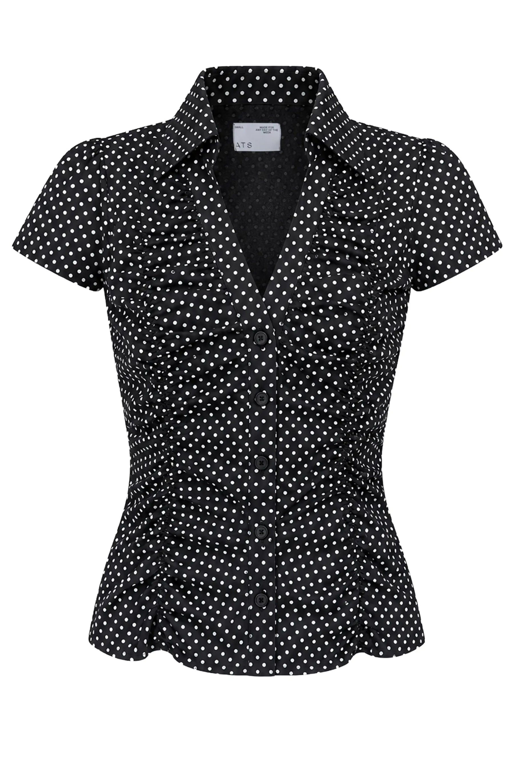 MARIELLE POLKADOT RUCHED BLOUSE