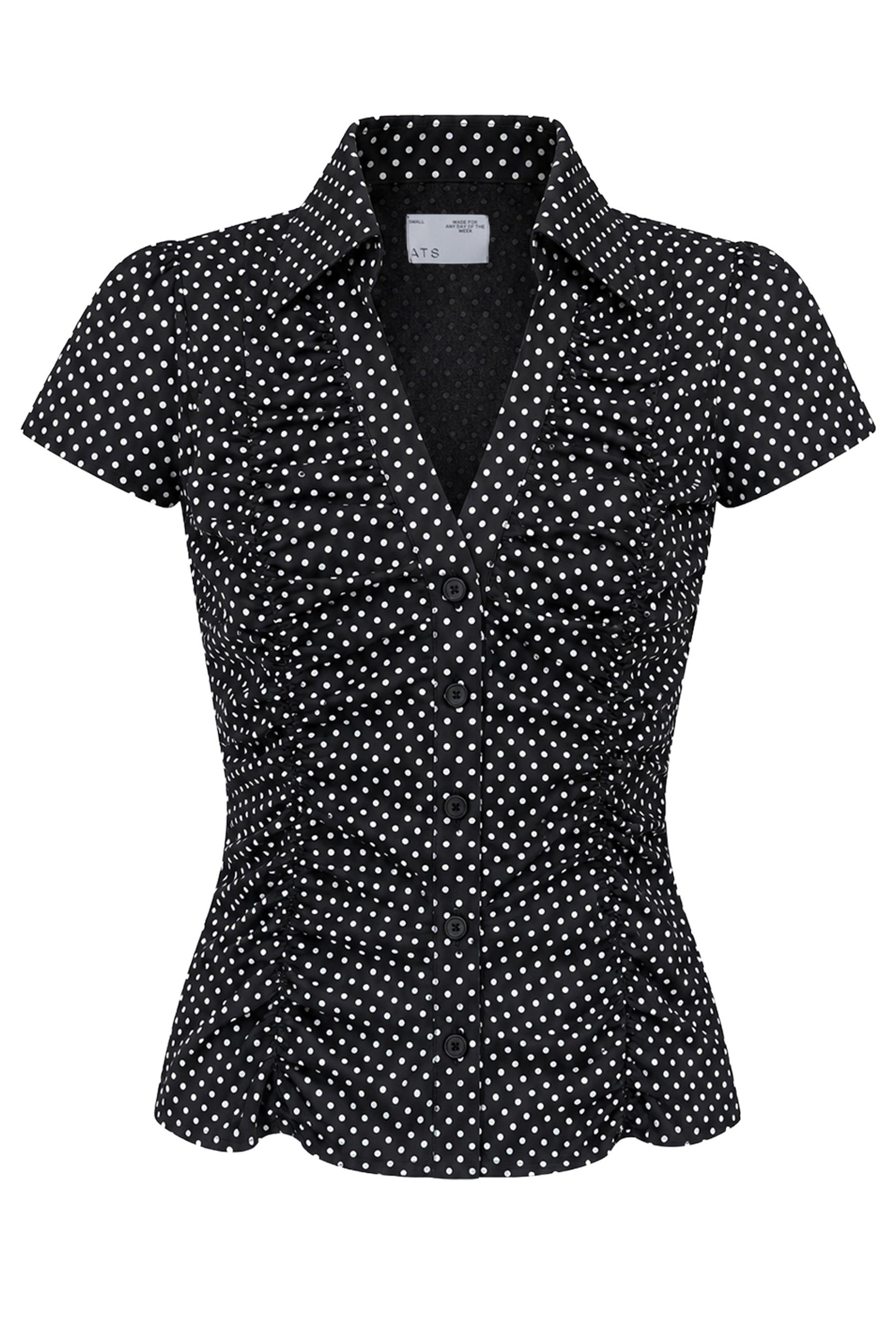 MARIELLE POLKADOT RUCHED BLOUSE