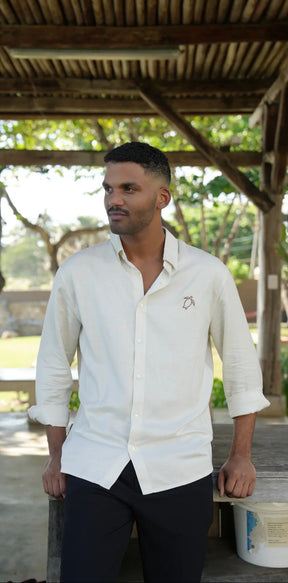 Careya Linen-blend Embroidered Button-down Shirt