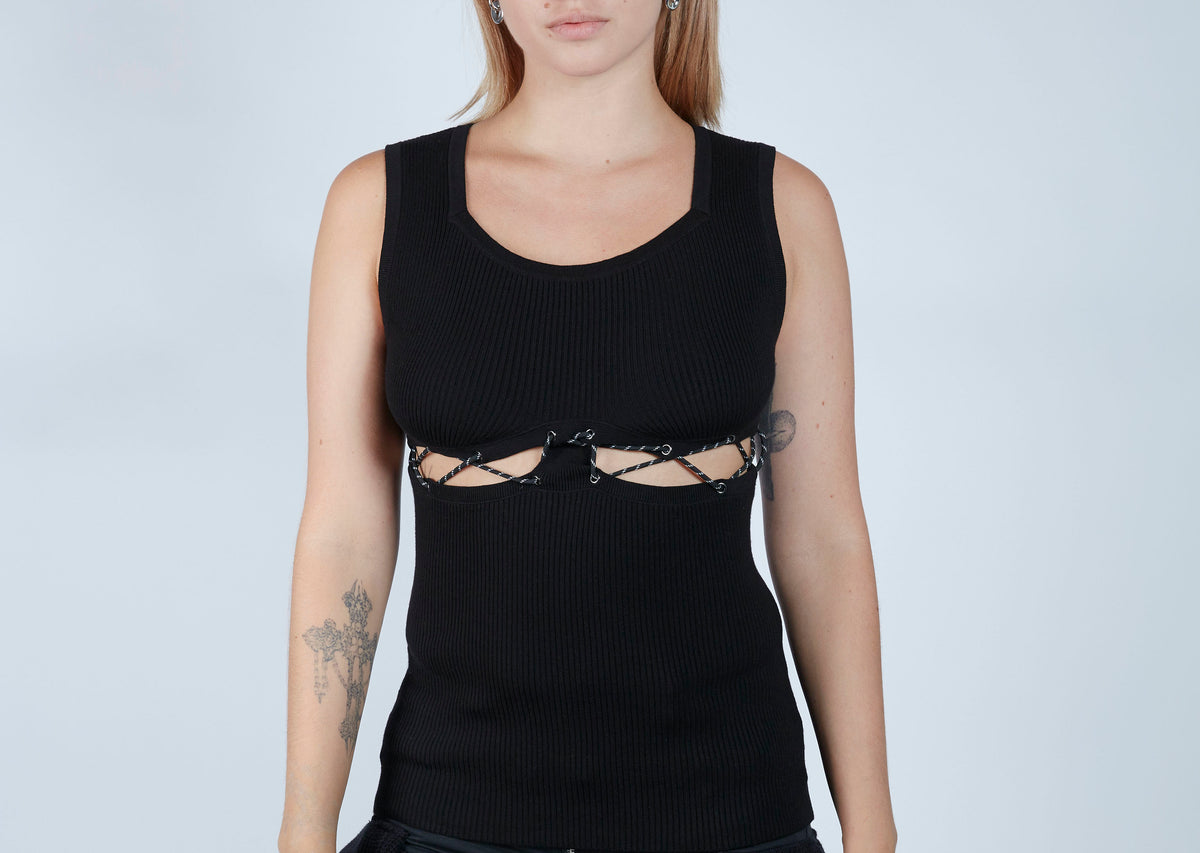 Square Bust Lace  Up Top