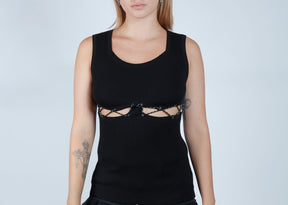 Square Bust Lace  Up Top