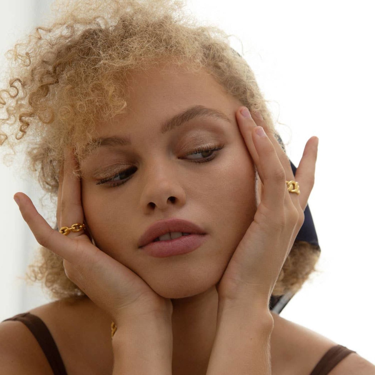 Gold Chain Band Layering Ring